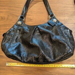 COACH small shoulder bag, patent black, purple interior